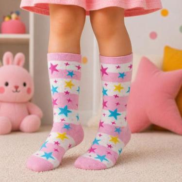Imagem de Meia Duck Galochita Menina Infantil com Desenhos Coloridos Cor:Estrela