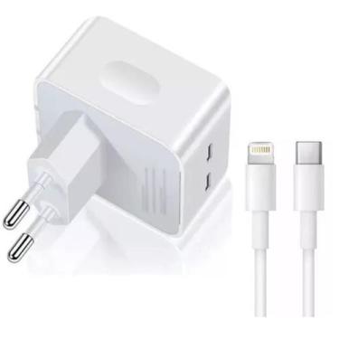 Imagem de Carregador Turbo Duplo Usb-C Compativel Lightning - 40w - Lelong