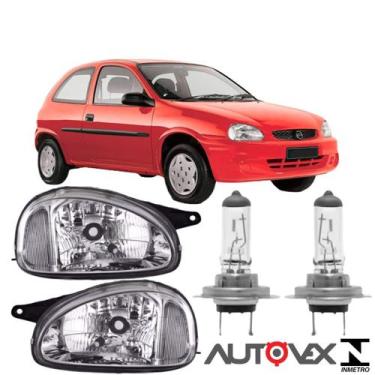 Imagem de Par farol corsa wind 1994 a 2000 cromado e halogenas 8.5k pl - BBS / A