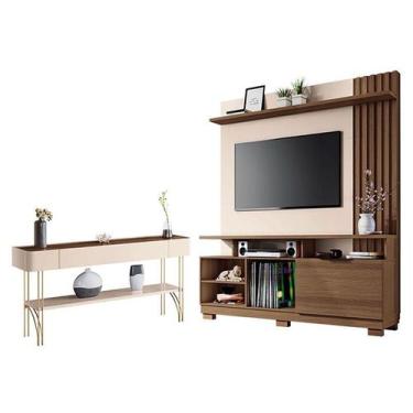 Imagem de Estante Home Theater Artheo Castanho Off White com Aparador Vivant Off