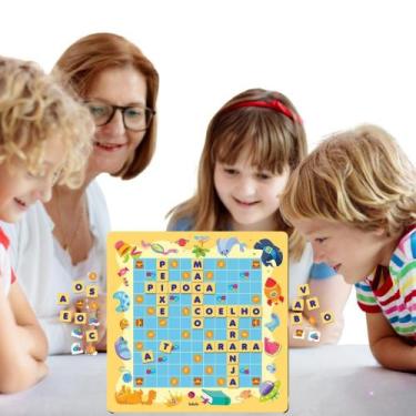 Imagem de Brinquedo Jogo Tabuleiro Infantil Educativo Palavras Cruzadas Presente