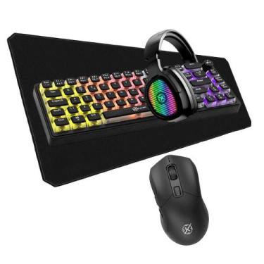 Imagem de Kit Gamer Kalkan Teclado Mecânico Mouse 12800DPI Headset RGB - OEM