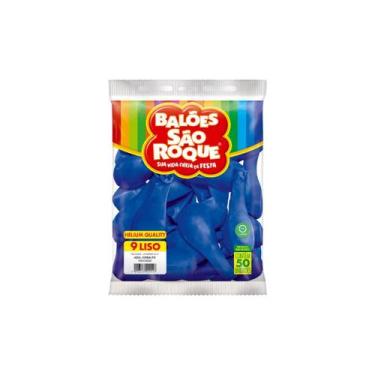 Imagem de Balão Liso Tam 9 Tradicional 50 Un São Roque -, Azul Escuro