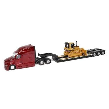 Imagem de Caminhão Prancha e Trator De Esteira Cat D5M 1/87, Vermelho