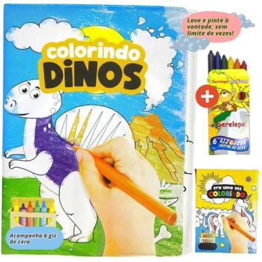 Imagem de Livro de Colorir Lavável Com Giz De Cera Brinquedo Infantil - Europio,
