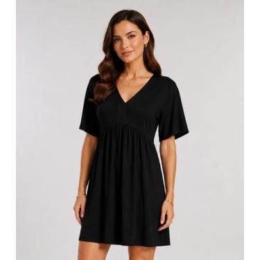 Imagem de Vestido Feminino Curto Decote Em V Infinita Cor Preto, P, Preto