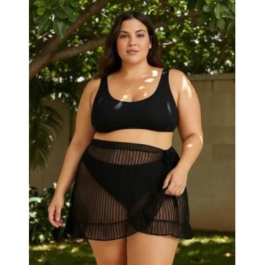 Imagem de Saída Praia Plus Size Saia Amarrar Transparente Feminina Adulto Soltin