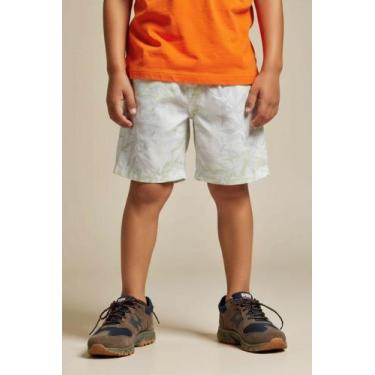Imagem de Bermuda Menino Longa Estampa Folhas Verão Ogochi, Off white, 14