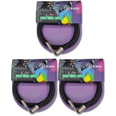 Imagem de Kit 3 Cabo XLR Macho x P10 5m Canon Microfone Platinum 30mm - Kato