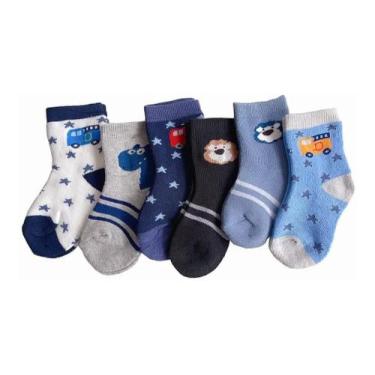 Imagem de 12 Pares Meia Kids Infantil Atoalhada Felpuda Coloridas Dia a Dia Quen