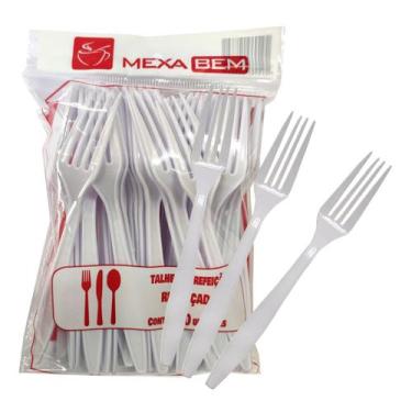 Imagem de Garfo refeição reforçada branco c/50 descartável mexa bem