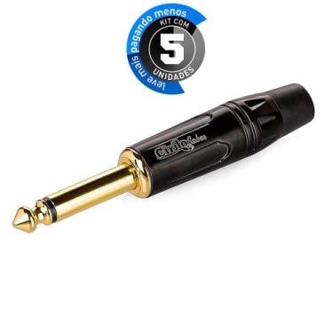 Imagem de Kit com 5 Conector P10 Mono 6,35mm Linha Gold - Cirilo Cabos