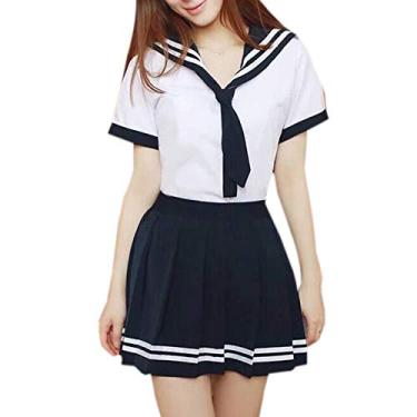 Imagem de Elonglin Fato Feminino de Marinheiro Japonês Cosplay Uniforme Escolar de Estudantes Japonesas Desempenho Traje de Cosplay Bonito G