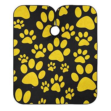 Imagem de Capa amarela e preta para corte de pelo de pata de cachorro com alças ajustáveis no pescoço – Capas para salão de barbeiro para cabeleireiro, capa impermeável e lavável para adultos 139,7 cm x 165 cm