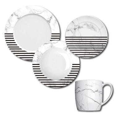 Imagem de Aparelho de Jantar, Chá e Sobremesa 16 Peças Germer Geo em Porcelana – Estampado