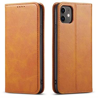 Imagem de Capa carteira para iPhone 13 Mini/13/13 Pro/13 Pro Max, suporte de cartão de couro PU com fecho magnético com proteção total e capa para celular, marrom 1,13 15,1 cm