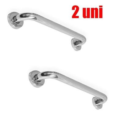Imagem de Alça de Apoio Banheiro Inox Barra Reta  1 x 60cm 1 x 50cm Idoso Deficiente Cadeirante Acessibilidade Kit 2 unidades