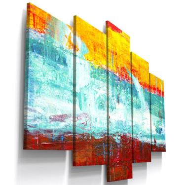 Imagem de Quadros Decorativos Aquarela Mar Abstrato Sala Hall 