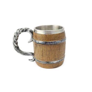 Imagem de Caneca Barril Viking de Chopp 400ml Copo Decorativo Com Alça em Metal e Resina