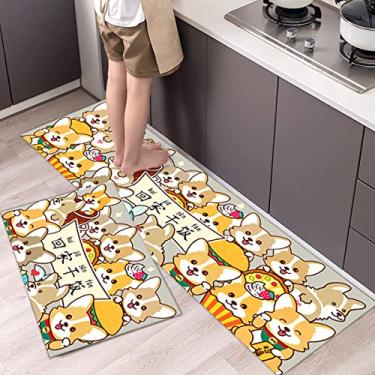 Imagem de Conjunto de 2 tapetes de cozinha antifadiga, antiderrapante, espessos, acolchoados, tapetes de cozinha com corredor, tapetes resistentes e confortáveis, à prova d'água, tapete de cozinha, 40 x 119 cm