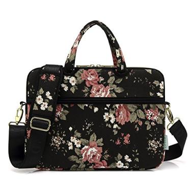 Imagem de Bolsas de ombro para laptop orquídea aquarela da Kayond para laptop de 13 a 15 polegadas, Black C Rose, 14-14.1 Inch