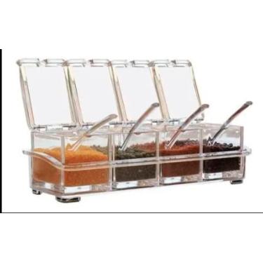 Imagem de Porta Tempero Cristal Cozinha 4 Potes