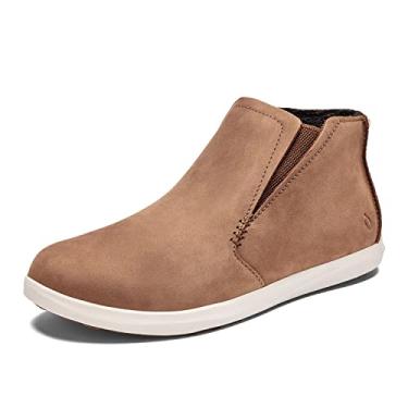 Imagem de OLUKAI Botas femininas Hawai'iloa Manu Hope, couro de flor integral impermeável macio e confortável, painéis elásticos para ajuste personalizado e solas de borracha com aderência molhada, Raposa/Off