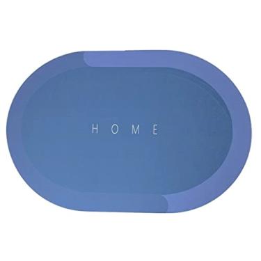 Imagem de Tapete Superabsorvente de Secagem Rápida Antiderrapante Redondo 57x38cm (Azul)