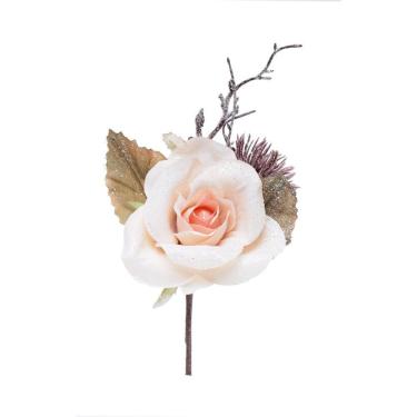 Imagem de Pick Natalino Rosa C/folhas/galhos 1un 21x10x5cm 1016250