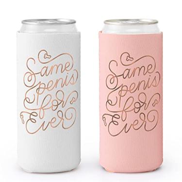 Imagem de xo, Fetti Suportes para bebidas de neoprene para festa de despedida de solteira - 10 unidades | Rosa, ouro rosa + suportes para latas brancas, lembrancinhas de dama de honra, chá de noiva, decoração de festa de noivado e presente de noiva