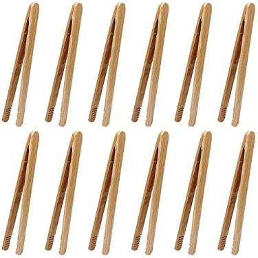 Imagem de Hulless 12 Pinças de Bambu de 17 cm para Servir Aperitivos, Queijo, Frutas, Torradas e Pão