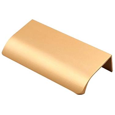 Imagem de Puxador de aba de mão moderno dourado Champaign da LICTOP, puxador de gaveta de dedo, 80mm-10 Pack, Champaign Gold