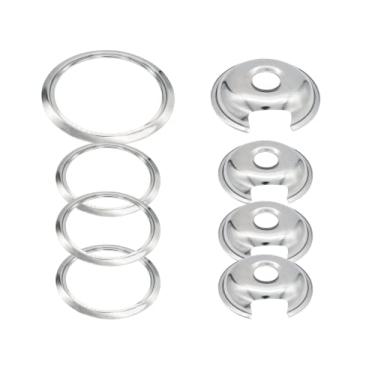 Imagem de Amazinpure Fogão elétrico cromado 1 grande 20 cm WB32X10013 e 3 pequenos 15 cm WB32X10012 Fogão a gás gotejadores e anéis para GE Hotpoint & Kenmore