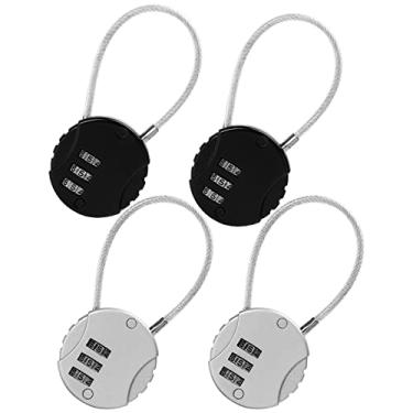 Imagem de 4 pacotes de 3 dígitos cadeado à prova d'água para uso ao ar livre mini corda de fio cadeado para mochilas, estojos de carrinho, armários de academia, cerca