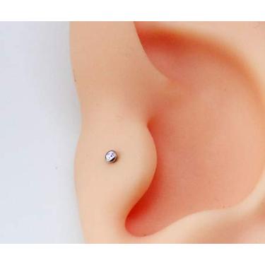 Imagem de Mini Piercing Folheado a Ouro Branco com Zircônia
