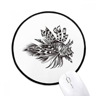 Imagem de DIYthinker Tapete de mouse para mesa de escritório Marine Life peixe preto ilustração peixe preto tapete redondo para computador