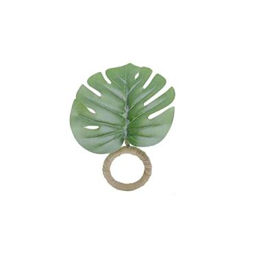 Imagem de Conjunto 4 Anéis para Guardanapo de Plástico Folha Verde 12cm x 10,5cm - Lyor