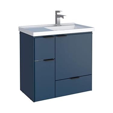 Imagem de Gabinete para Banheiro em Madeira Com Lavatório em Mármore Sintético Orquídea Colors 60 Azul - Cozimax