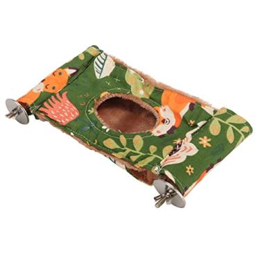 Imagem de Cama suspensa para pássaros, gaiola de pelúcia para pássaros, cores brilhantes, rede para pendurar papagaios (verde)