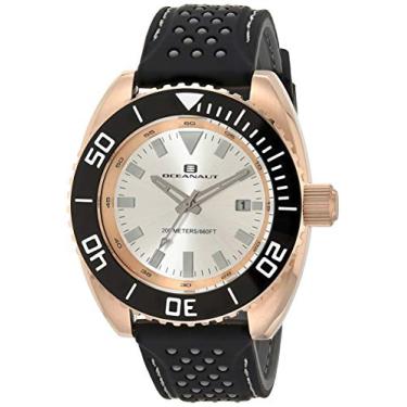 Imagem de Oceanaut Pulseira de borracha masculina de aço inoxidável e quartzo, preta, relógio casual 21 (modelo: OC0523)