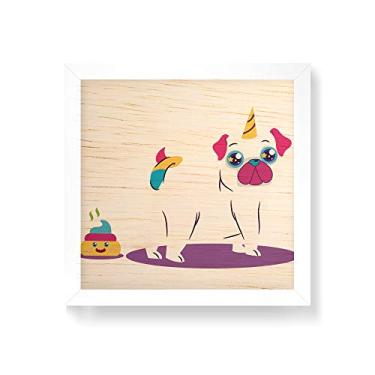 Imagem de Arte Maníacos Quadro decorativo com moldura caixa branca em Madeira - Pugcórnio Poo - 30x30cm