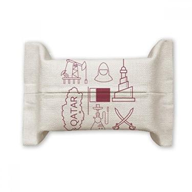 Imagem de Bolsa de linho de algodão para lenços faciais com bandeira do Catar da Cidade Desenho