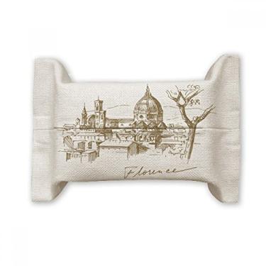 Imagem de Bolsa de linho de algodão com estampa de catedral de Florença, com capa de papel para lenços faciais