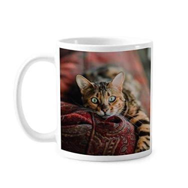 Imagem de Caneca de foto de gato olho verde de animal Caneca cerâmica café porcelana louça