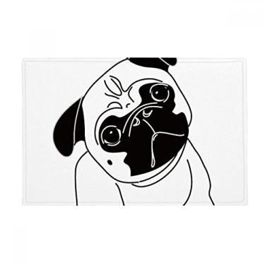 Imagem de DIYthinker Tapete de porta de banheiro antiderrapante com estampa de desenho de cachorro preto