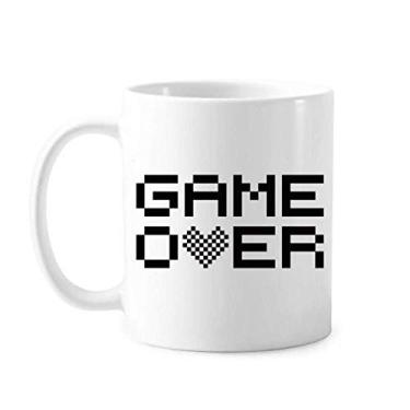 Imagem de Caneca preta cinza Game Over Pixel cerâmica copo de porcelana café caneca mesa
