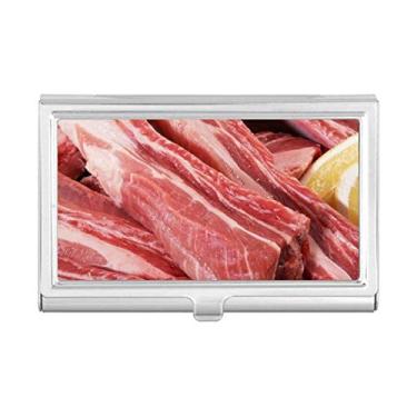 Imagem de Porta-cartões com textura de carne crua e textura de alimentos para cartões de visita