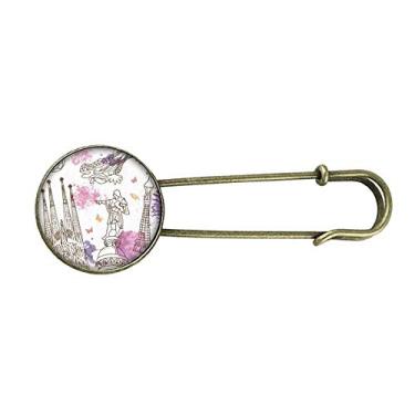 Imagem de Estátua de futebol da Catedral de Barcelona Espanha, broche de metal retrô