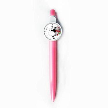 Imagem de Tinta Aquarela Flor Peônia Ponta Rollerball Azul Retrátil Caneta Escrever Papelaria