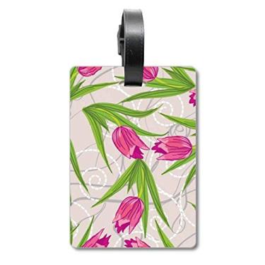 Imagem de Folhas Flor Cravo Flor Mala Bolsa Etiqueta Cartão de Bagagem Scutcheon Etiqueta